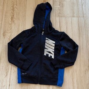 Nike Kids Black and Blue Full-Zip Hoodie 5T